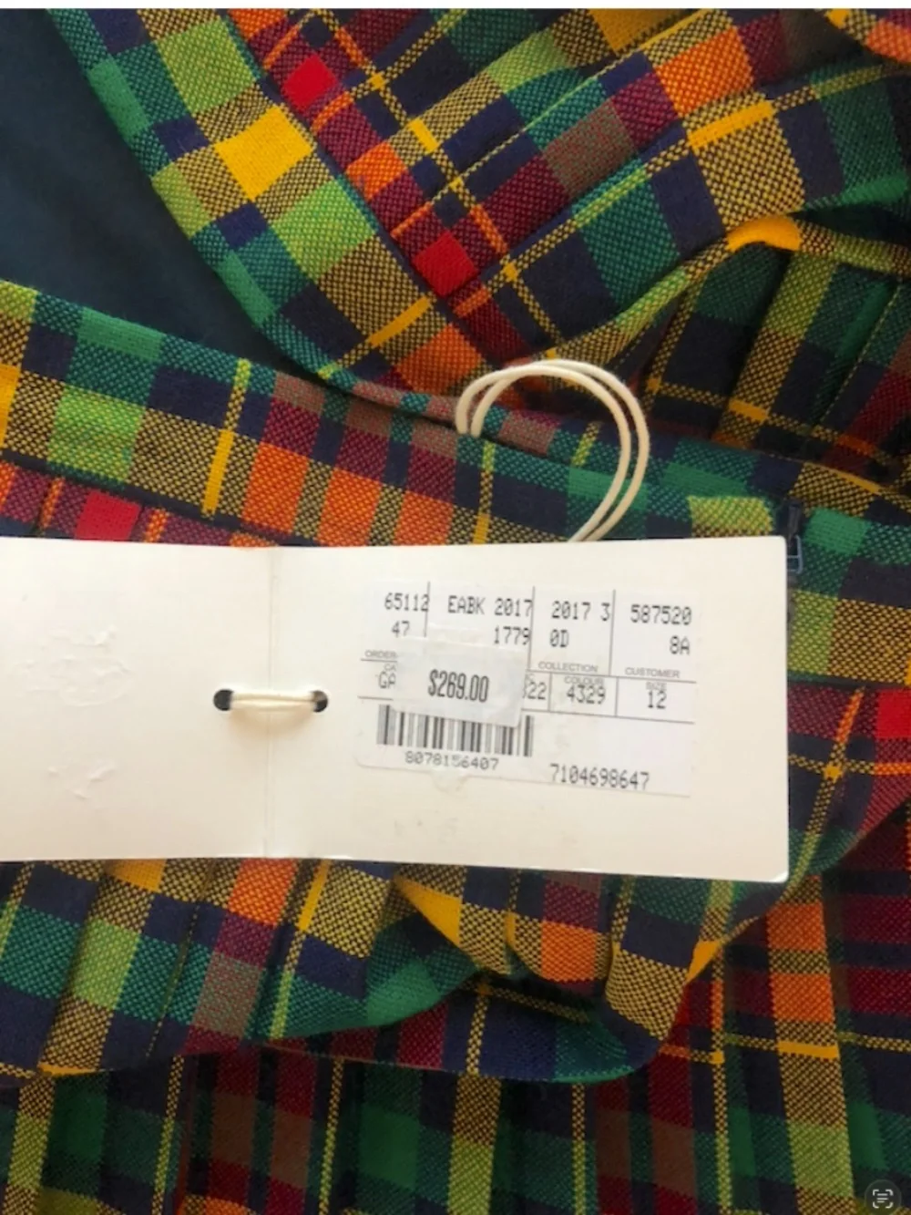 Gucci Girls' Tartan Wool  pleated  multi colour skirt | Size: 12
